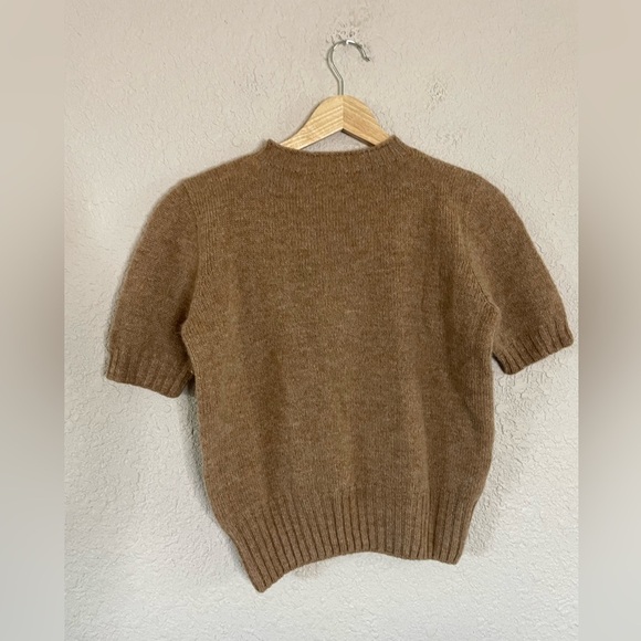 United Colors of Benetton Alpaca Tan Short Sleeve Mockneck Sweater - Picture 3 of 10